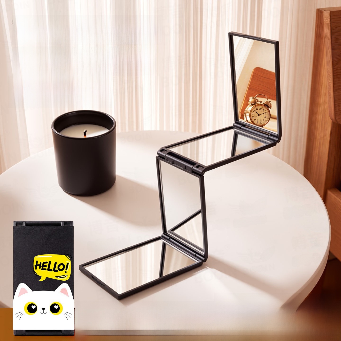 Men'S Grooming Mirror - Portable Large Multi-Functional Four-Sided Makeup Mirror