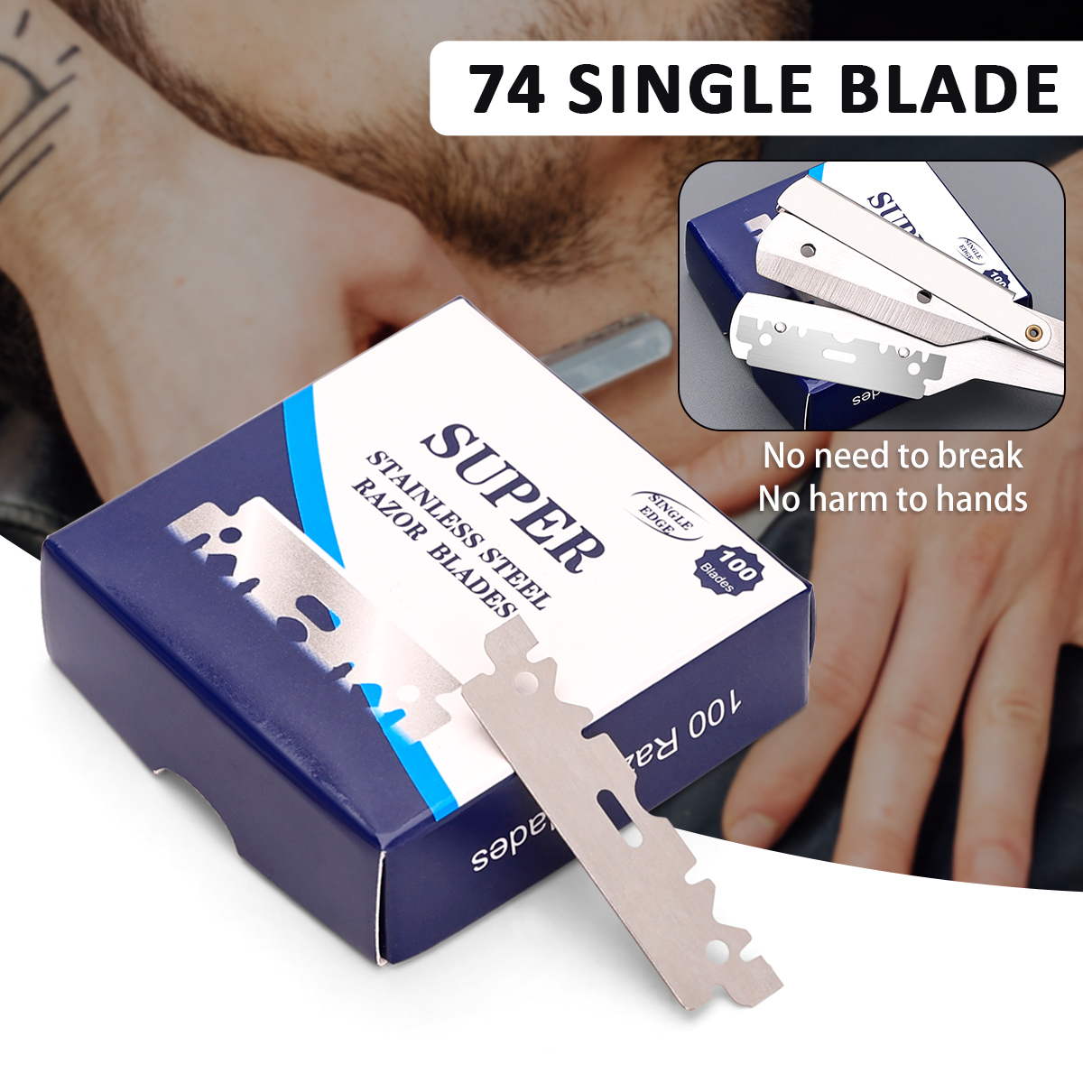 Straight Razor Safety - 100pcs Razor Blades Stainless Steel Safety