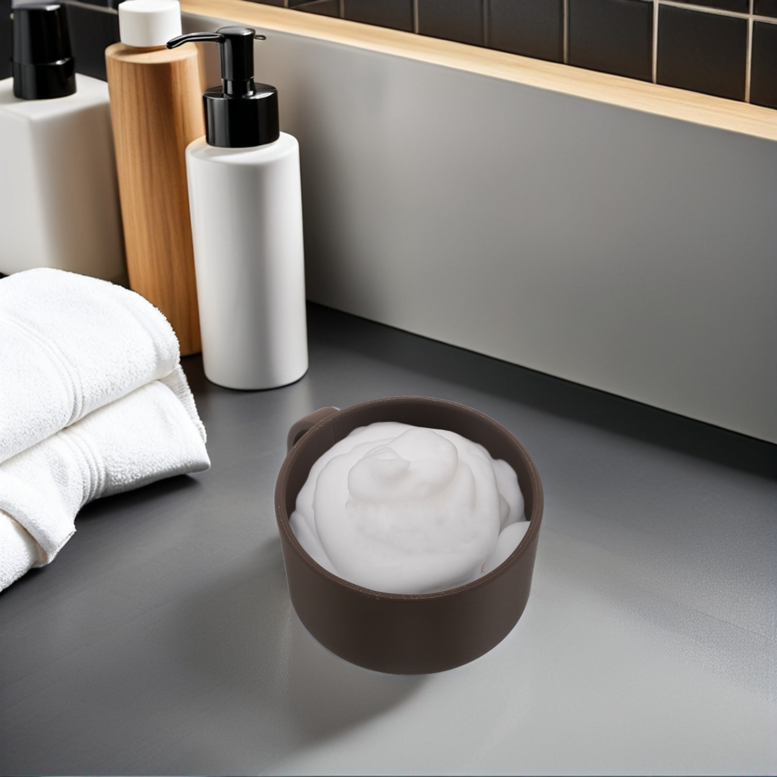Shaving Bowl for Men Brown Wid - Men Grooming Usa のレビューと価格