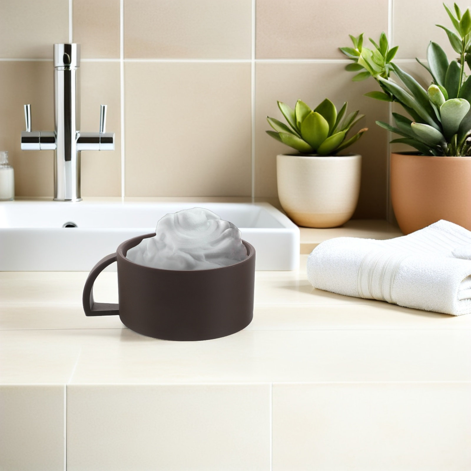 Shaving Bowl for Men Brown Wid - Men Grooming Usa のレビューと価格