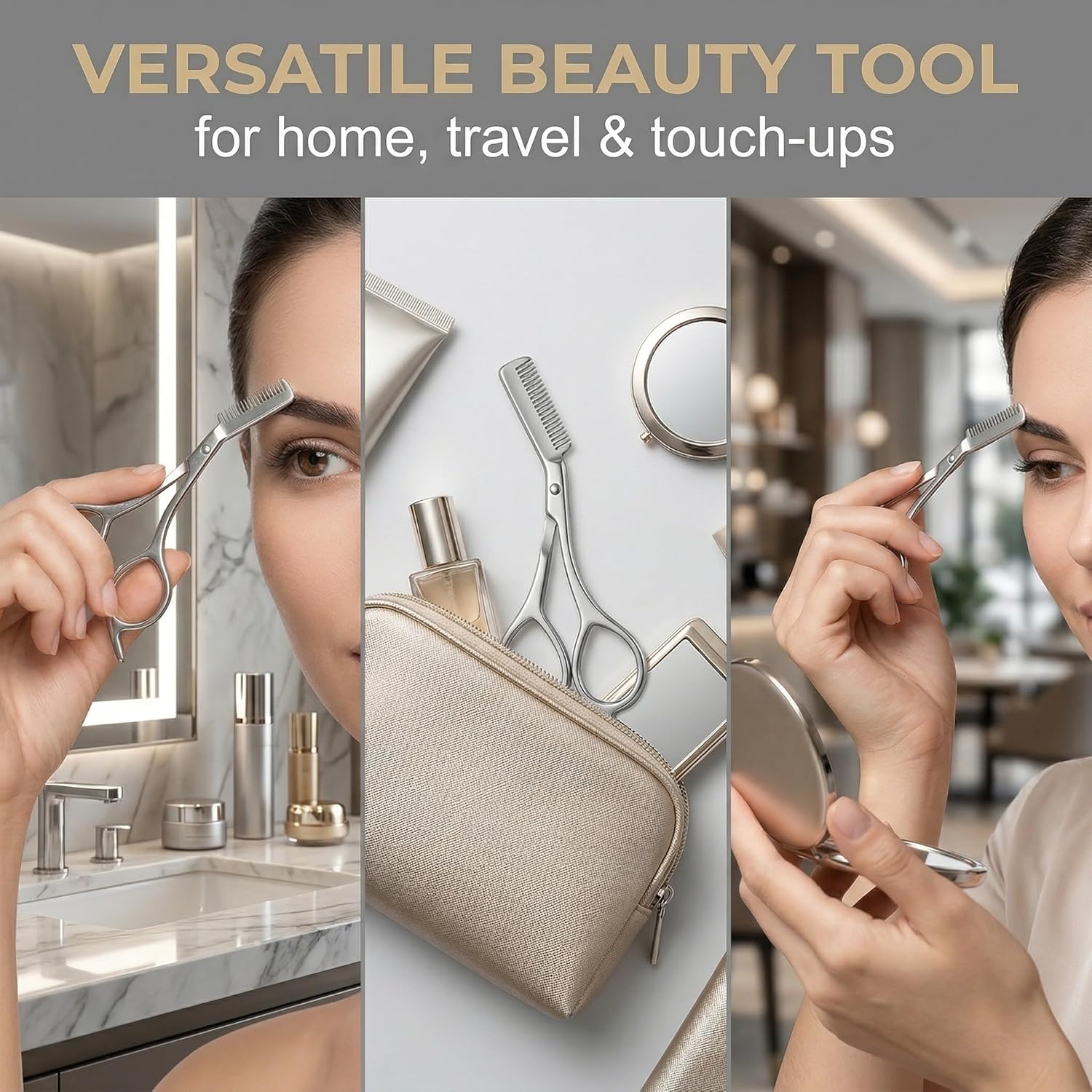 Stainless Steel Eyebrow Scisso - Men'S Grooming Mirror のレビューと価格