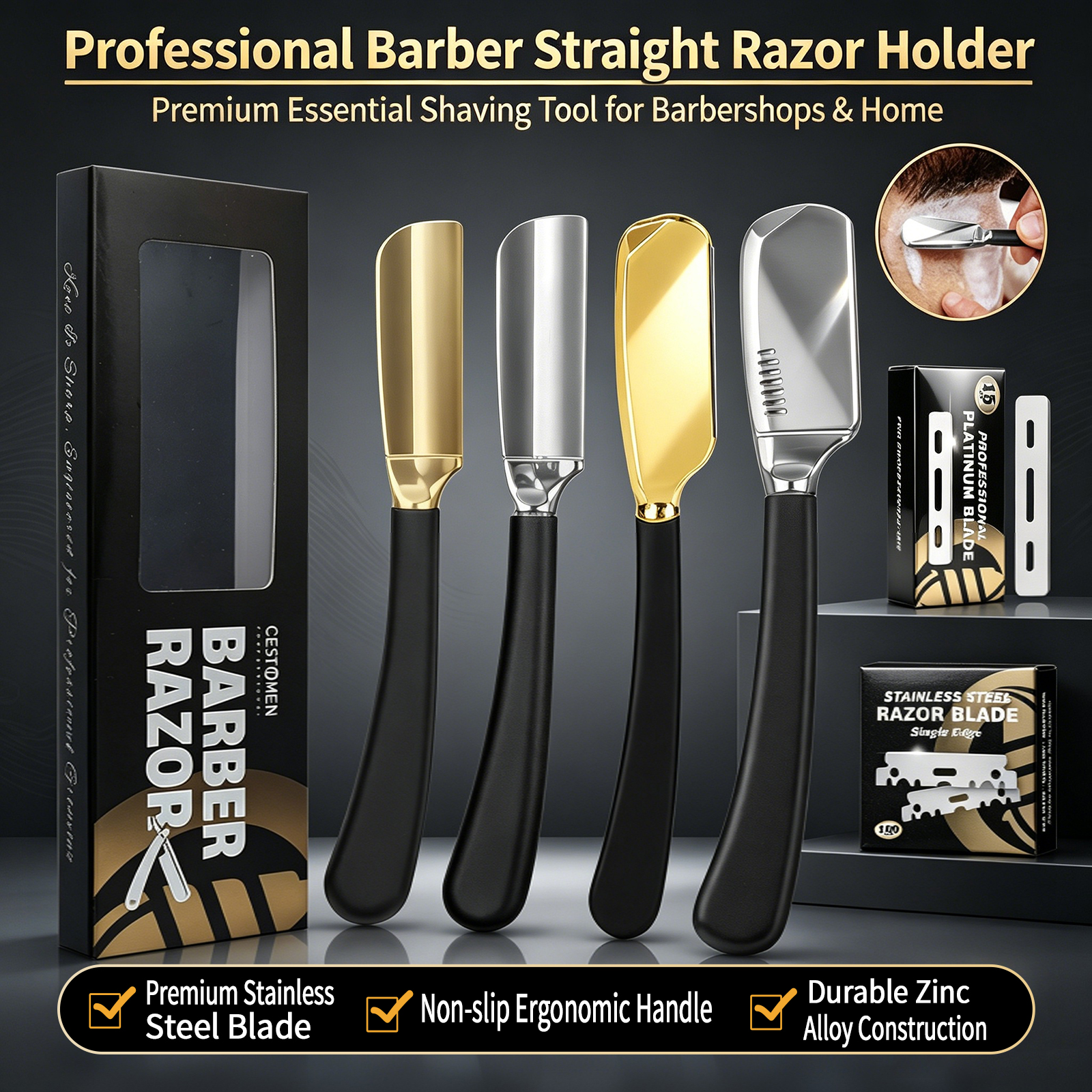 1Pc Pro Baber Beard Straight E - Straight Razor Safety のレビューと価格